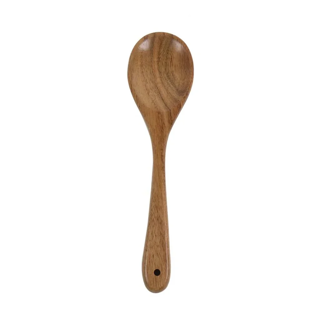 Oussum Cooking Kitchen Utensils Wood 6 Spoons Set Acacia Wooden Spoons & Holder